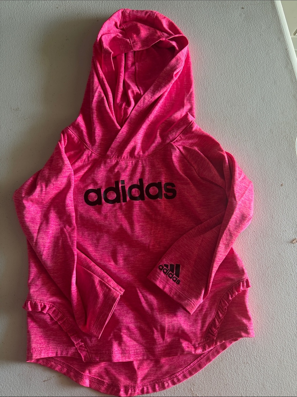 adidas Girls Hot Pink Hooded Pullover Sweatshirt